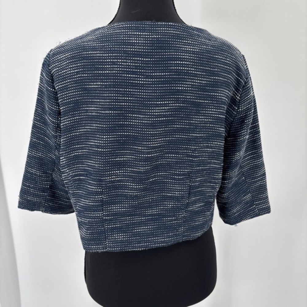Vintage Robbie Bee Cropped Tweed blazer Women's Size 8 Navy Gold Button Bouclé - Picture 5 of 8